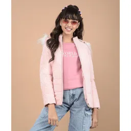 CRIMSOUNE CLUB Full Sleeves Abstract Printed Hooded Jacket - Pink-picture-14