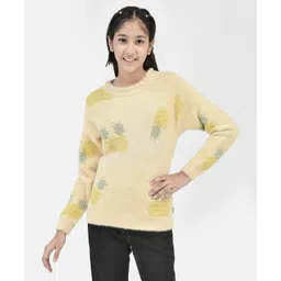 CRIMSOUNE CLUB Full Sleeves Beads Detailed Pineapple Designed Sweater - Beige-picture-14