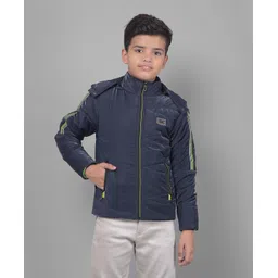 CRIMSOUNE CLUB Full Sleeves Brand Name Patch & Zip Detailed Hooded Jacket - Navy Blue-picture-21