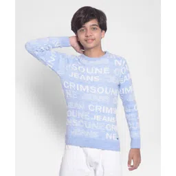 CRIMSOUNE CLUB Full Sleeves Brand Name Printed Sweater - Blue-picture-18