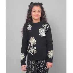CRIMSOUNE CLUB  Full Sleeves Sequin Embellished  Sweater  -  Black-picture-14