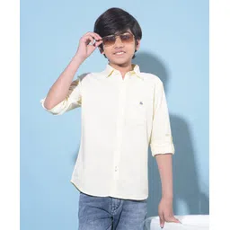 CRIMSOUNE CLUB Full Sleeves Solid Shirt - Yellow-picture-13