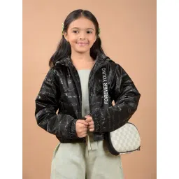 Crimsoune Club Girls Black Printed Jacket-picture-41