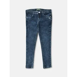 Crimsoune Club Girls Blue Mildly Distressed Light Fade Stretchable Jeans-picture-43