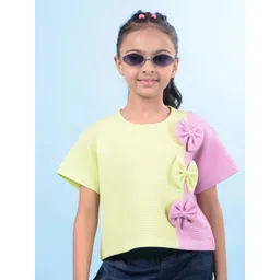 Crimsoune Club Girls Colourblocked Applique Slim Fit T-shirt-picture-42