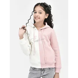 Crimsoune Club Girls Colourblocked Hooded Cotton Pullover-picture-11