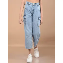 Crimsoune Club Girls Cotton Relaxed Fit Light Fade Jeans-picture-11