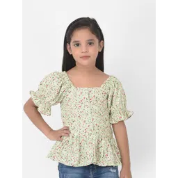 Crimsoune Club Girls Green Floral Print Peplum Top-picture-19