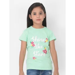 Crimsoune Club Girls Green Printed Applique Slim Fit T-shirt-picture-21
