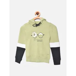 Crimsoune Club Girls Green Printed Hooded Sweatshirt-picture-41