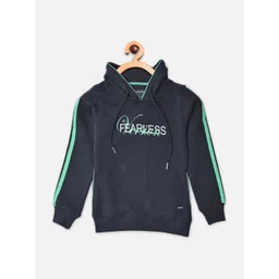 Crimsoune Club Girls Navy Blue Printed Hooded Sweatshirt-picture-32