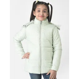 Crimsoune Club Girls Pure Cotton Hooded Longline Padded Jacket-picture-16