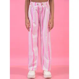 Crimsoune Club Girls Striped Slim Fit Trousers-picture-23