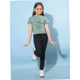 Crimsoune Club Girls Typography Printed Applique Slim Fit T-shirt-picture-43