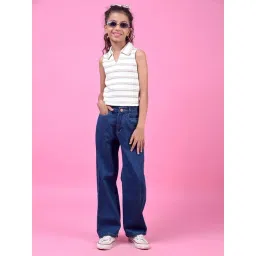 Crimsoune Club Girls White Striped T-Shirt-picture-42