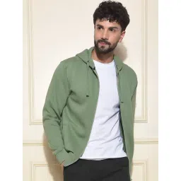 Crimsoune Club Green Blended Regular Fit Solid Hooded Sweatshirt-picture-46