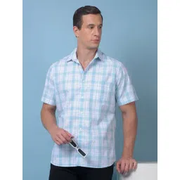 Crimsoune Club Green Cotton Slim Fit Checked Casual Shirt-picture-31