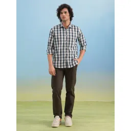 Crimsoune Club Green Cotton Slim Fit Checked Casual Shirt-picture-23