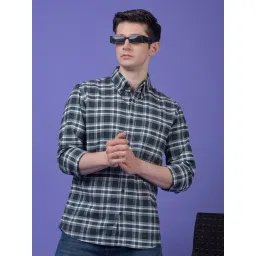 Crimsoune Club Green Cotton Slim Fit Checked Casual Shirt-picture-19