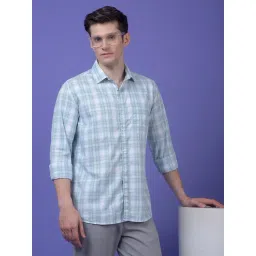 Crimsoune Club Green Cotton Slim Fit Checked Casual Shirt-picture-18