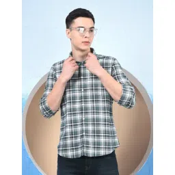 Crimsoune Club Green Cotton Slim Fit Checks Shirt-picture-16