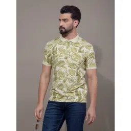 Crimsoune Club Green Cotton Slim Fit Floral Polo T-Shirt-picture-32