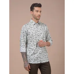 Crimsoune Club Green Cotton Slim Fit Printed Casual Shirt-picture-20