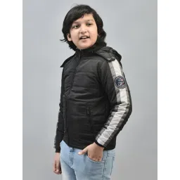 Crimsoune Club Kids Black Solid Full Sleeves Puffer Jacket image 3