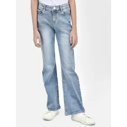 Crimsoune Club Kids Blue Solid Bootcut Jeans-picture-18
