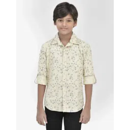 Crimsoune Club Kids Cream Cotton Floral Print Full Sleeves Shirt-picture-15