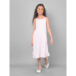 Crimsoune Club Kids-Girls Striped Round Neck A-Line  Mini Dress-picture-11