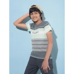 Crimsoune Club Kids Grey & Green Striped T-Shirt-picture-35