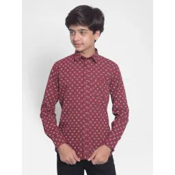 Crimsoune Club Kids Maroon Printed Full Sleeves Shirt-picture-36