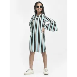 Crimsoune Club Kids Mint Green & Black Striped Dress-picture-38