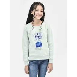 Crimsoune Club Kids Mint Green Floral Print Full Sleeves Sweatshirt-picture-16