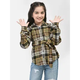 Crimsoune Club Kids Multicolor Checks Full Sleeves Shirt Dress with Belt-picture-13