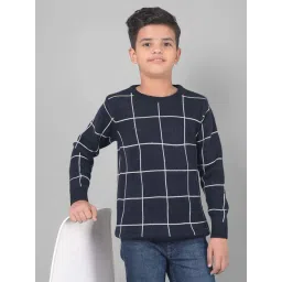 Crimsoune Club Kids Navy Chequered Full Sleeves Sweater-picture-12