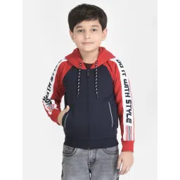 Crimsoune Club Kids Navy Color Block Full Sleeves Hoodie-picture-47