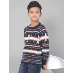 Crimsoune Club Kids Navy Cotton Printed Full Sleeves Sweater-picture-16