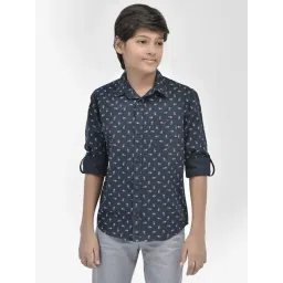 Crimsoune Club Kids Navy Printed Full Sleeves Shirt-picture-17