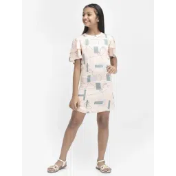 Crimsoune Club Kids Peach Printed Dress-picture-31