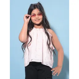 Crimsoune Club Kids Peach Self Design Top-picture-38