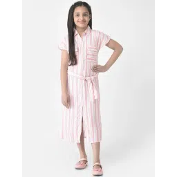 Crimsoune Club Kids Pink & White Striped Dress-picture-30