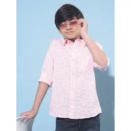 Crimsoune Club Kids Pink Printed Full Sleeves Shirt-picture-19