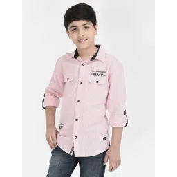 Crimsoune Club Kids Pink Striped Full Sleeves Shirt-picture-21