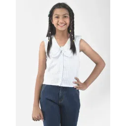 Crimsoune Club Kids Sky Blue & White Striped Shirt Top-picture-35