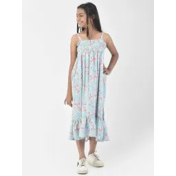 Crimsoune Club Kids Sky Blue Floral Print Dress-picture-23
