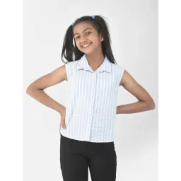 Crimsoune Club Kids Sky Blue Striped Shirt Top-picture-12