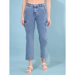 Crimsoune Club Light Blue Blended Regular Fit Mid Rise Jeans-picture-17