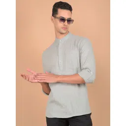 Crimsoune Club Mandarin Collar Regular Linen Straight Kurta-picture-39